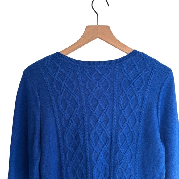 Talbots Lambswool Blend Cable Knit Sweater Preppy Old Money Quiet Luxury Large - Picture 8 of 13